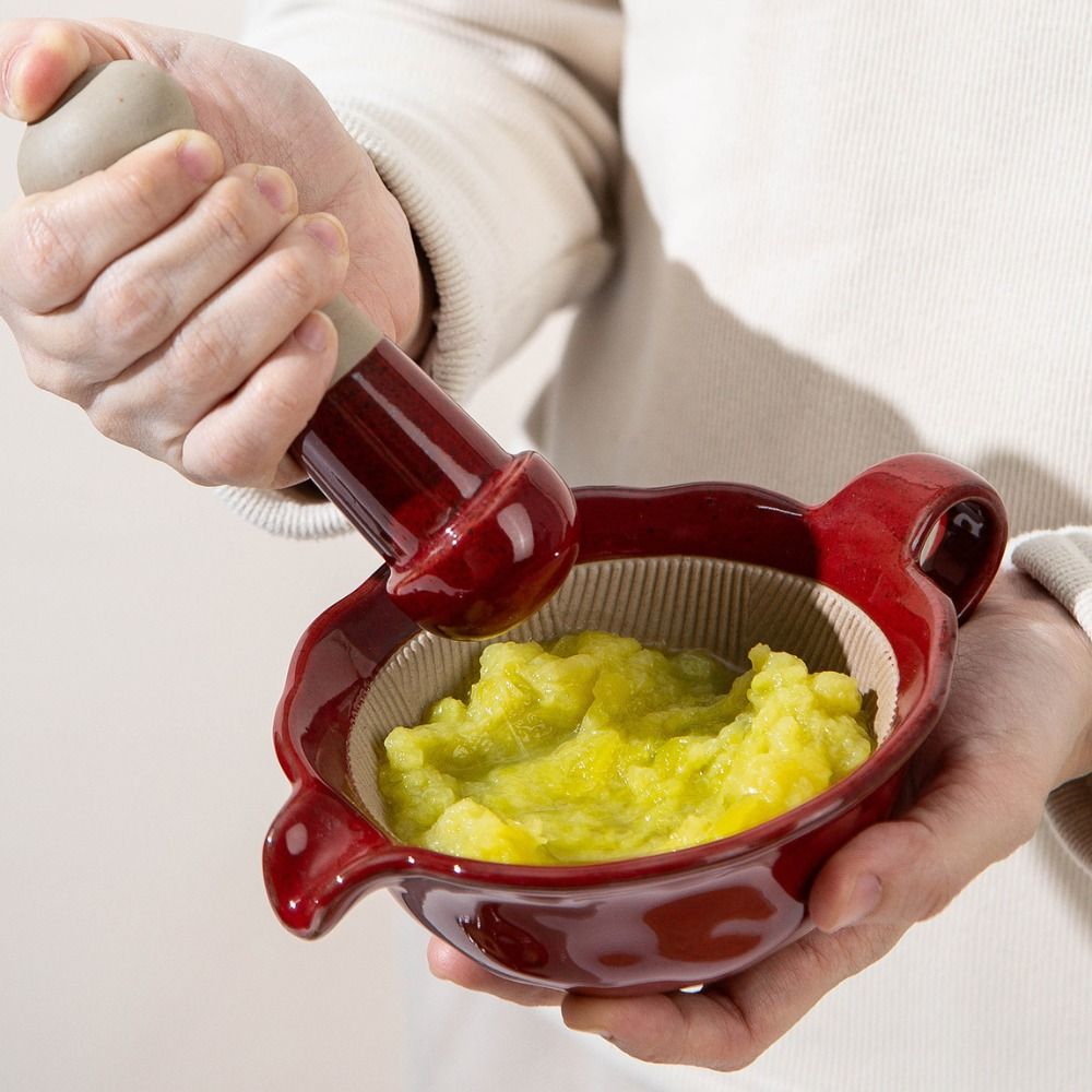 Baby Food Grinding Bowl - Manuel Seramik Öğütme Kabı Vintage Saplı