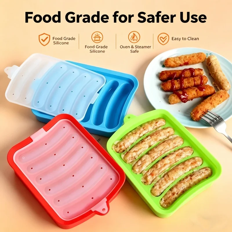 Baby Food With Meat - Gıda sınıfı silikon sosis kalıbı kapaklı