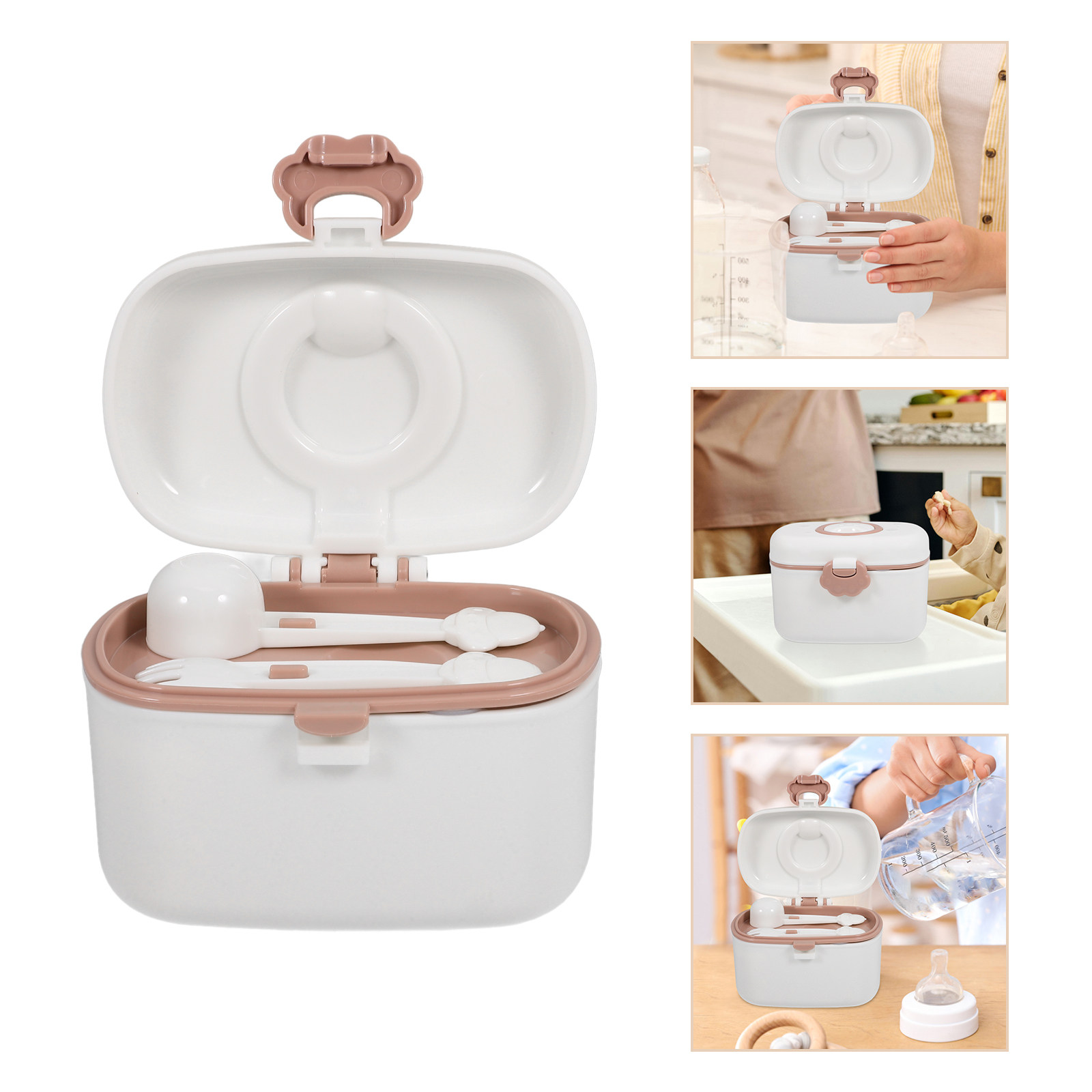 Formula Dispenser Portable - Entegre Kaşıklı Taşınabilir Mama Kabı, Bebekler