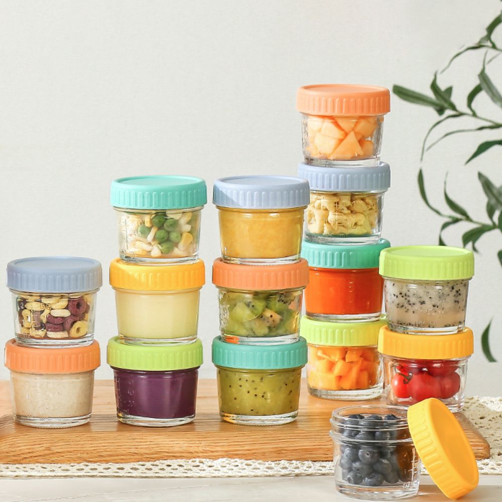 Baby Food Glass Jars - 6 adet cam bebek maması kavanozu