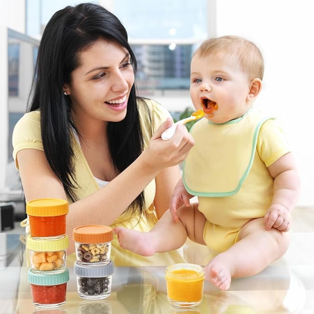 Baby Food Glass Jars - 6 adet cam bebek maması kavanozu