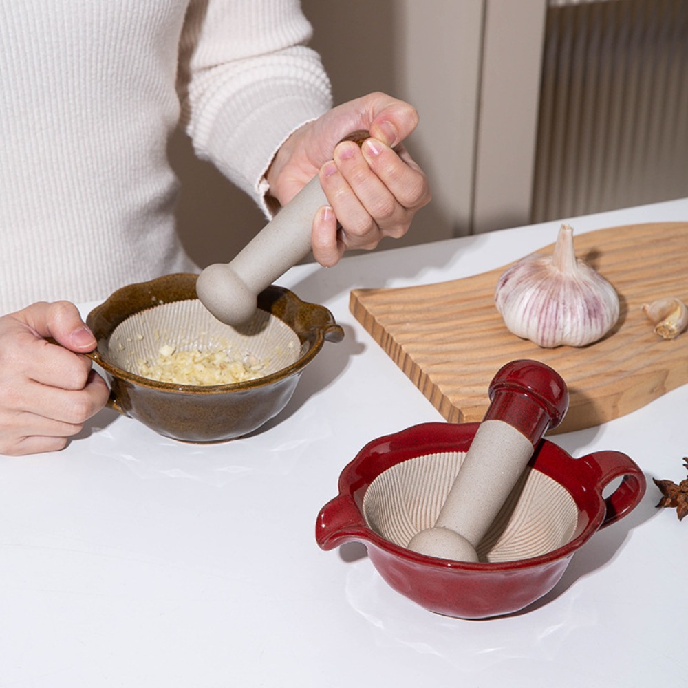 Baby Food Grinding Bowl - Manuel Seramik Öğütme Kabı, Tokmak ve