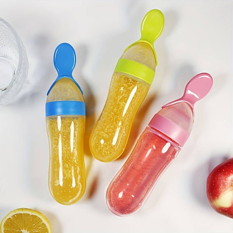 Baby Food Guide - Kaşıklı Bebek Besleme Silikon Şişesi, 3oz