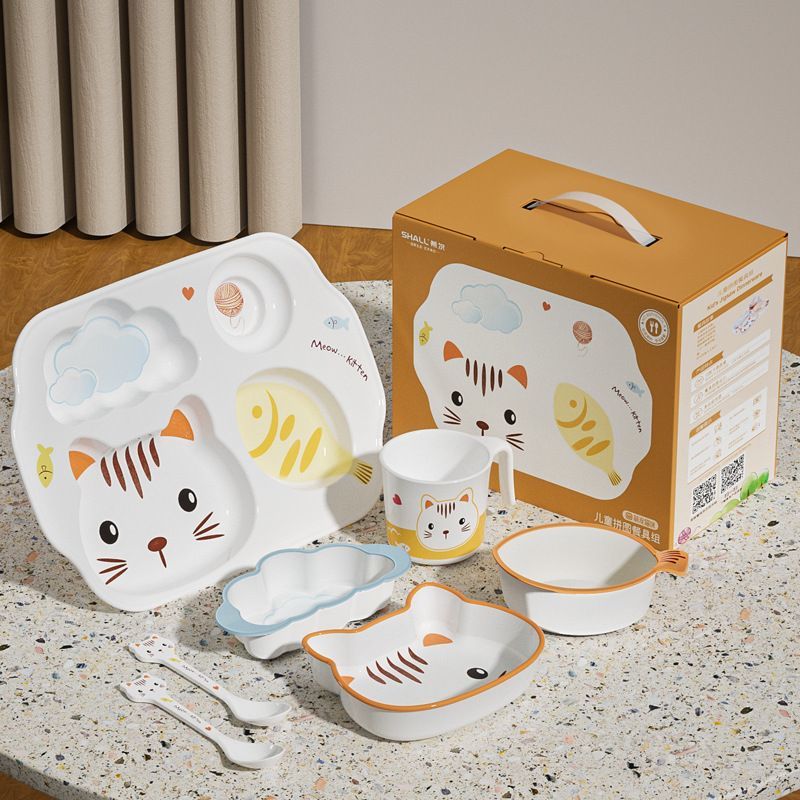 Baby Food Kitten - Karikatür Kedi Çocuk Sofra Takımı Hediye