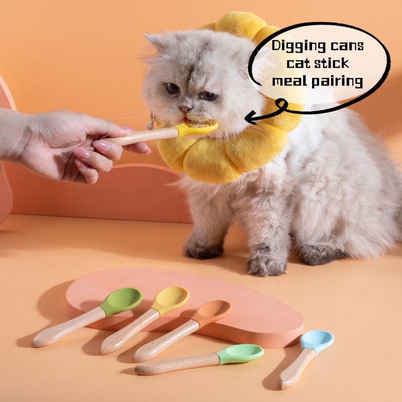 Baby Food Kitten - Evcil Kedi Konserve Maması Kaşığı, Ahşap